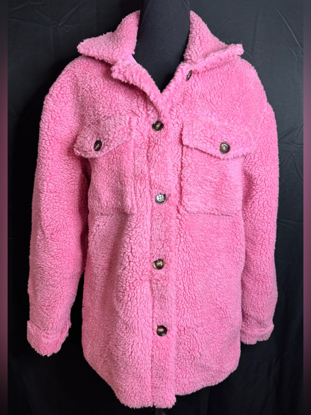 NWOT Pink Lily Boutique Warm My Heart Pink Sherpa Shacket